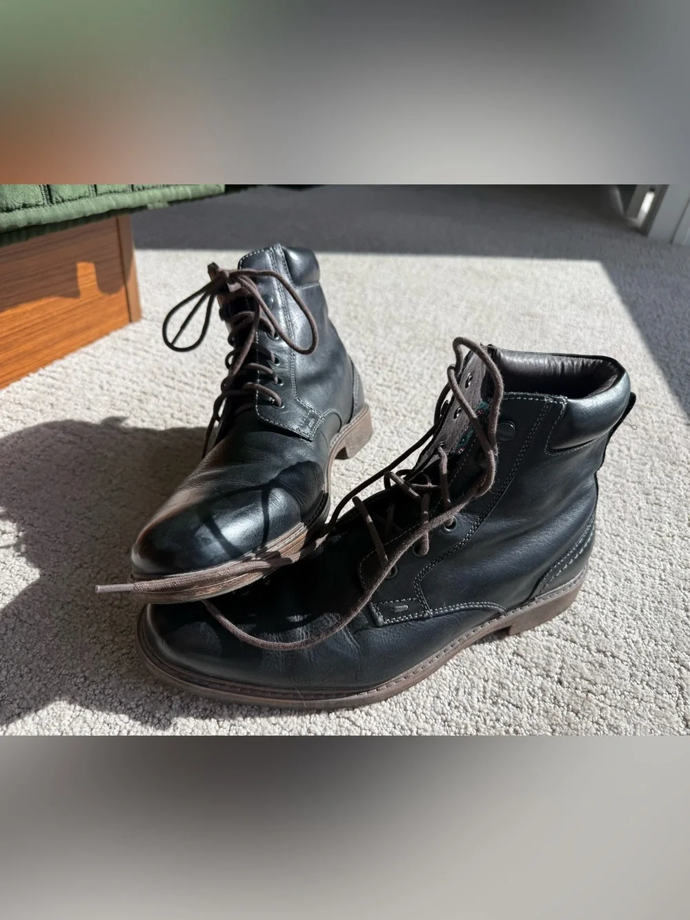 Men's Black Leather Lace-Up Ankle Boots